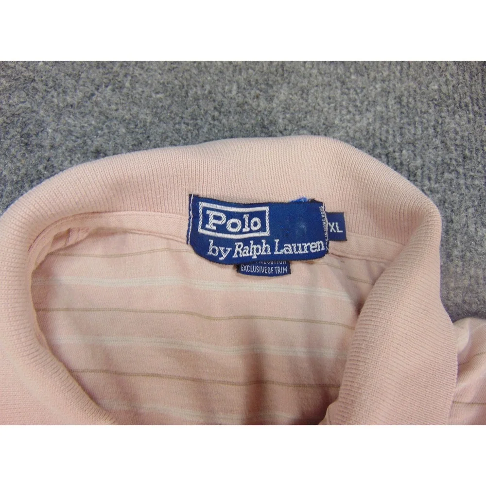 Polo Ralph Lauren Polo Shirt Mens XL Short Sleeve Pink Striped Preppy Golf 2841